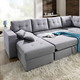 Polstermöbel - Polstermöbel mit Bettfunktion – Farbe SILBER – Ansicht 3 Polstermöbel - Polstermöbel mit Bettfunktion, in Farbe GRAU, in Ausführung Wohnlandschaft 160x302x198 cm – Farbe SILBER – Ansicht 3