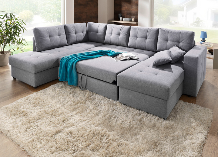 Polstermöbel - Polstermöbel mit Bettfunktion Ansicht 36 Polstermöbel - Polstermöbel mit Bettfunktion, in Farbe GRAU, in Ausführung Wohnlandschaft 160x302x198 cm Ansicht 36