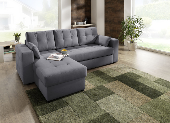 Polstermöbel - Polstermöbel mit Bettfunktion Ansicht 22 Polstermöbel - Polstermöbel mit Bettfunktion, in Farbe GRAU, in Ausführung Wohnlandschaft 160x302x198 cm Ansicht 22