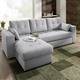 Polstermöbel - Polstermöbel mit Bettfunktion – Farbe SILBER – Ansicht 4 Polstermöbel - Polstermöbel mit Bettfunktion, in Farbe GRAU, in Ausführung Wohnlandschaft 160x302x198 cm – Farbe SILBER – Ansicht 4