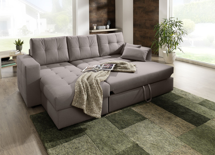 Polstermöbel - Polstermöbel mit Bettfunktion Ansicht 18 Polstermöbel - Polstermöbel mit Bettfunktion, in Farbe GRAU, in Ausführung Wohnlandschaft 160x302x198 cm Ansicht 18