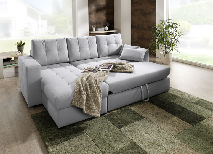 Polstermöbel - Polstermöbel mit Bettfunktion Ansicht 21 Polstermöbel - Polstermöbel mit Bettfunktion, in Farbe GRAU, in Ausführung Wohnlandschaft 160x302x198 cm Ansicht 21
