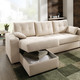 Polstermöbel - Polstermöbel mit Bettfunktion – Farbe BEIGE – Ansicht 5 Polstermöbel - Polstermöbel mit Bettfunktion, in Farbe GRAU, in Ausführung Wohnlandschaft 160x302x198 cm – Farbe BEIGE – Ansicht 5