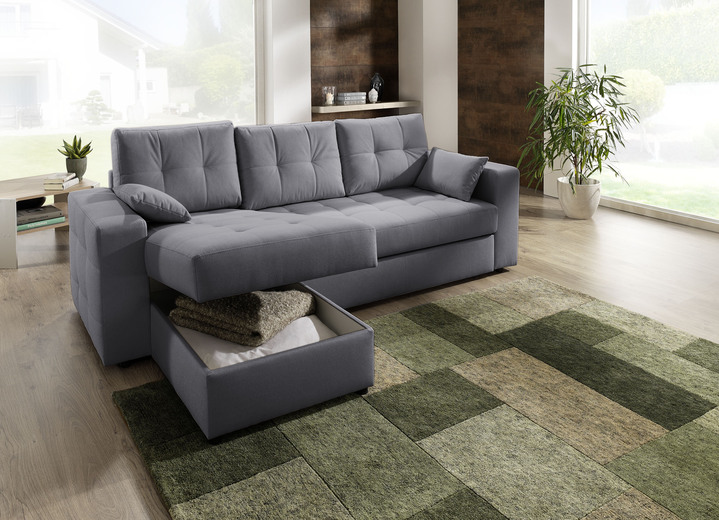 Polstermöbel - Polstermöbel mit Bettfunktion Ansicht 23 Polstermöbel - Polstermöbel mit Bettfunktion, in Farbe GRAU, in Ausführung Wohnlandschaft 160x302x198 cm Ansicht 23
