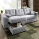 Polstermöbel - Polstermöbel mit Bettfunktion – Farbe SILBER – Ansicht 5 Polstermöbel - Polstermöbel mit Bettfunktion, in Farbe GRAU, in Ausführung Wohnlandschaft 160x302x198 cm – Farbe SILBER – Ansicht 5