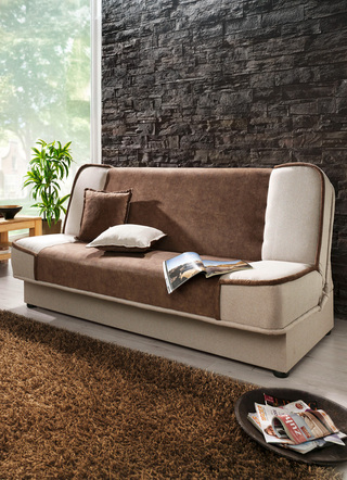 Schlafsofas - Schlafsofa mit Bettkasten – Farbe BRAUN-BEIGE – Ansicht  Schlafsofas - Schlafsofa mit Bettkasten, in Farbe ANTHRAZIT-SILBER – Farbe BRAUN-BEIGE – Ansicht
