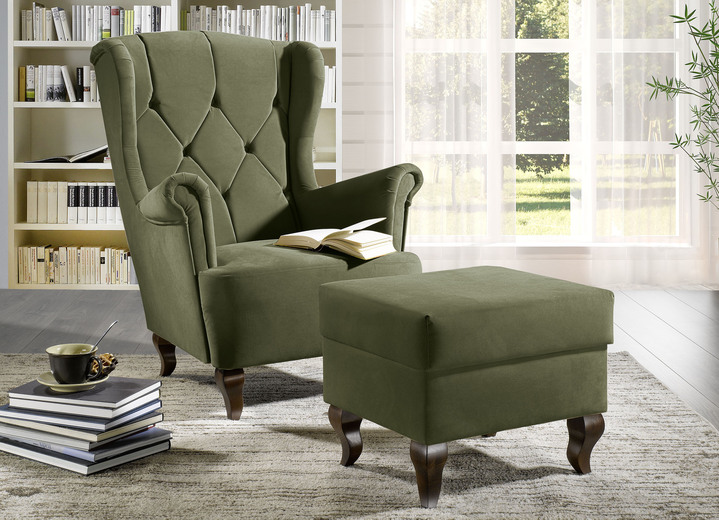 TV- & Relaxsessel - Ohrenbackensessel mit Hocker Ansicht 4 TV- & Relaxsessel - Ohrenbackensessel mit Hocker, in Farbe BEIGE Ansicht 4
