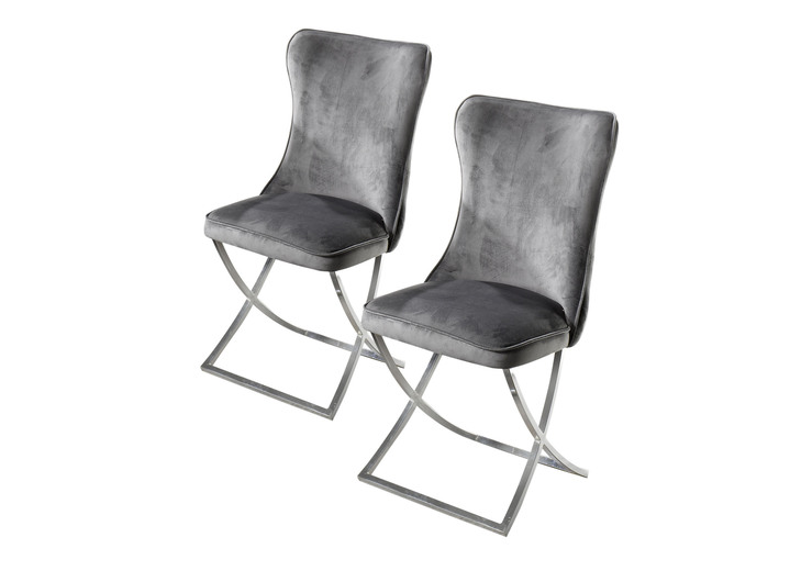 Sitzmöbel - Trendige Esszimmer-Stühle, 2er-Set, in Farbe GRAU, in Ausführung Stühle, 2er-Set Ansicht 1