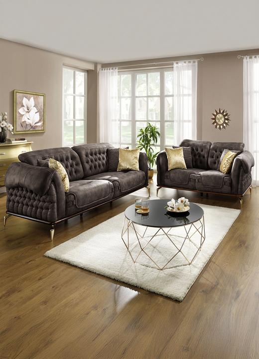 Funktions-Polstermöbel - Prachtvollen Polstermöbel mit komfortabler Nosagfederung, in Farbe CREME, in Ausführung Zweisitzer Ansicht 5