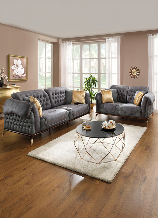 Funktions-Polstermöbel - Prachtvollen Polstermöbel mit komfortabler Nosagfederung, in Farbe GRAU, in Ausführung Sessel Ansicht 3