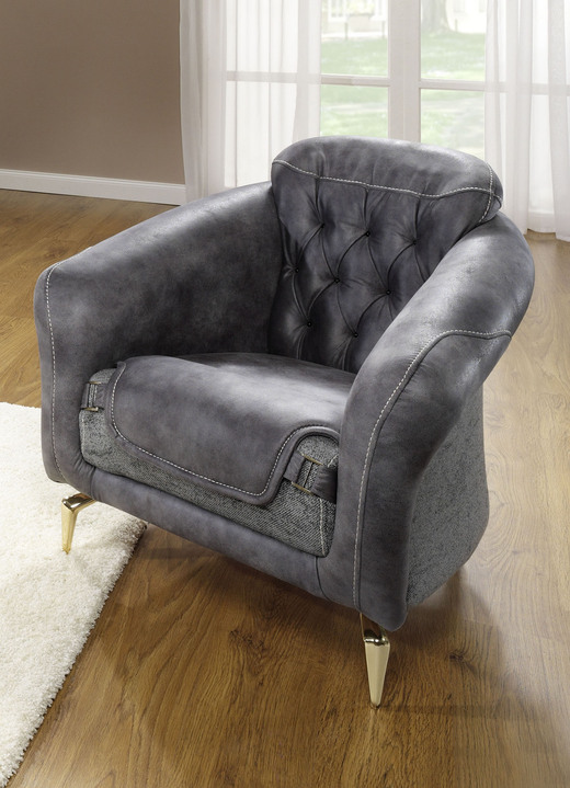 Funktions-Polstermöbel - Prachtvollen Polstermöbel mit komfortabler Nosagfederung, in Farbe CREME, in Ausführung Zweisitzer Ansicht 4