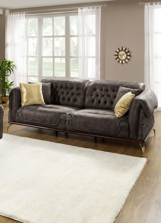 Funktions-Polstermöbel - Prachtvollen Polstermöbel mit komfortabler Nosagfederung, in Farbe GRAU, in Ausführung Sessel Ansicht 4