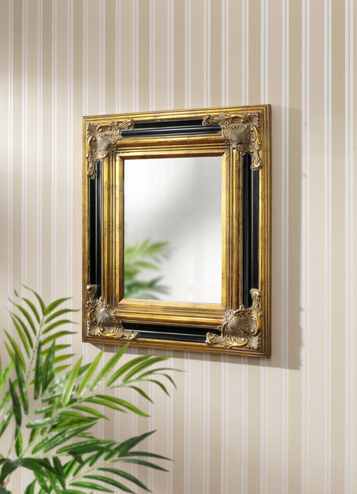Garderobenmöbel - Spiegel, Rahmen mit echtem Blattgold, in Farbe SCHWARZ-GOLD