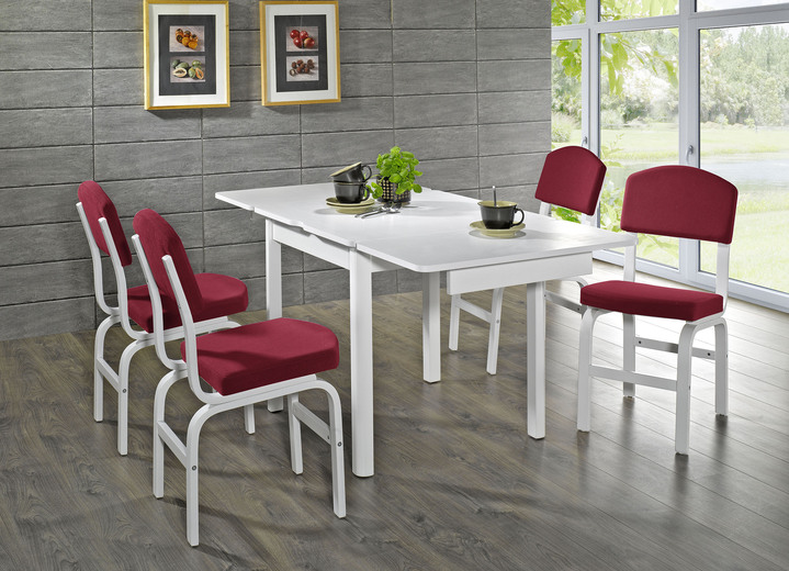 Essgruppen - Schicke, moderne Esszimmermöbel, in Farbe WEISS-ROT, in Ausführung Sitzbank Ansicht 1