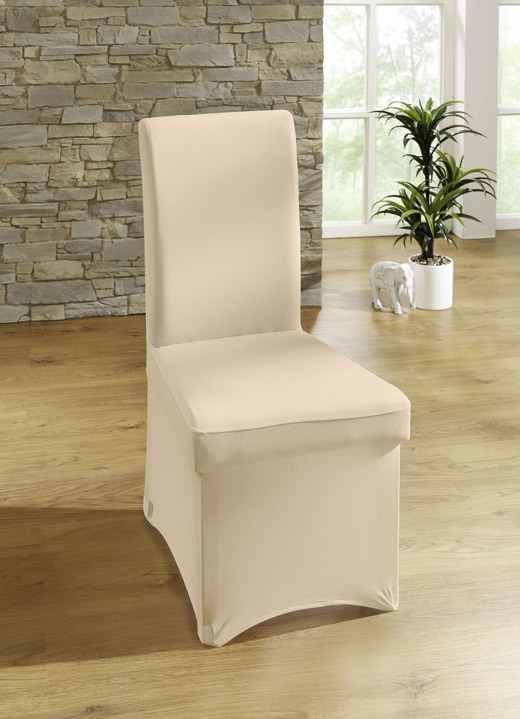 - Stuhlbezug und Stuhlhusse mit optimaler Passform, in Größe 106 (Stuhlbezug, 2er-Pack) bis 112 (Stuhlhusse), in Farbe BEIGE