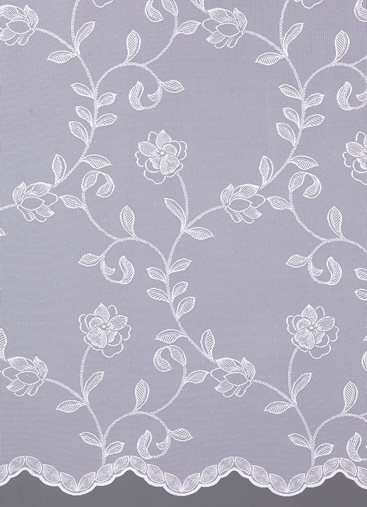 Klassisch - Store Blumenranke mit Universalschienenband, in Größe 136 (H100xB300 cm) bis 283 (H245xB300 cm), in Farbe WEISS Ansicht 2