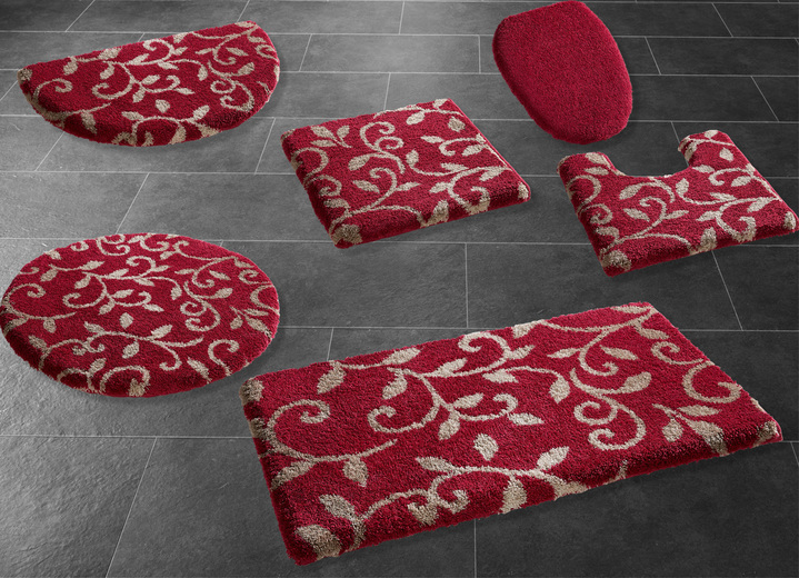 Badgarnituren - Badgarnitur für Fußbodenheizung geeignet, in Größe 100 (Vorleger halbrund, 50/ 80 cm) bis 112 (WC-Deckelbezug, 47/ 50 cm), in Farbe BEERE Ansicht 1