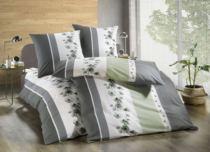 Bettwäschegarnituren - Bettwäsche-Garnitur mit Reißverschluss, in Größe 112 (80/80 cm + 135/200 cm) bis 115 (80/80 cm + 155/220 cm), in Farbe GRÜN Ansicht 2