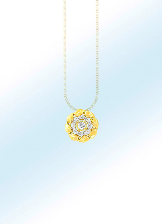 mit Diamanten - Anhänger mit 17 Brillanten, in Farbe