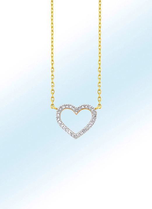 mit Diamanten - Wundervolle Halskette Herz mit 30 Diamanten, in Farbe