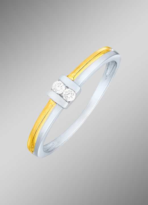- Eleganter Damenring in Bicolor mit 2 Brillanten, in Größe 160 bis 220, in Farbe  Ansicht 1