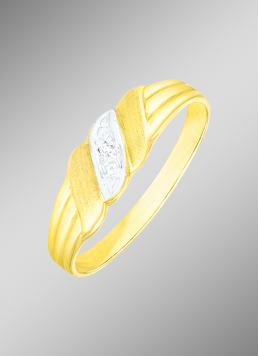 mit Diamanten - Klassischer Damenring in Bicolor mit Diamant, in Größe 160 bis 220, in Farbe