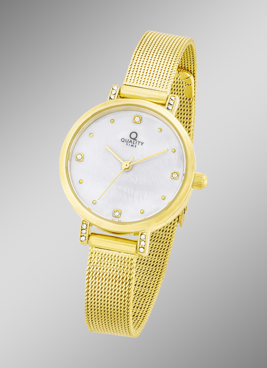 Quartzuhren - Quality Time Quartz Damenuhr - Die Uhr für besondere Momente, in Farbe , in Ausführung gelbgoldfarben Ansicht 1