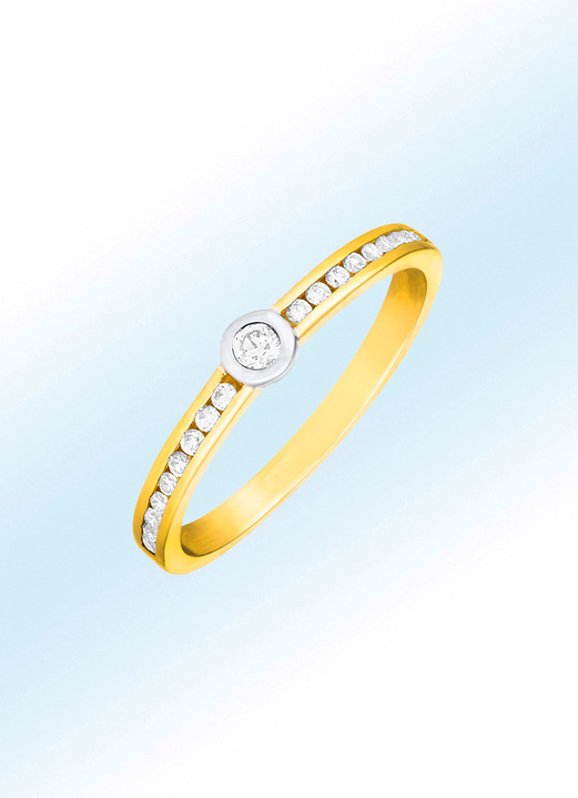 mit Diamanten - Damenring in Bicolor mit Brillanten, in Größe 160 bis 220, in Farbe