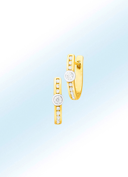 mit Diamanten - Creolen in Bicolor mit 18 Brillanten, in Farbe