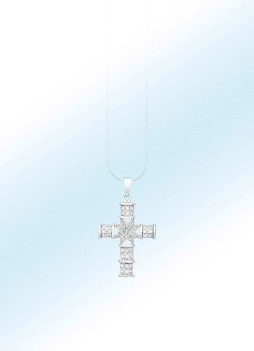 kreuz anhänger silber mit diamanten und