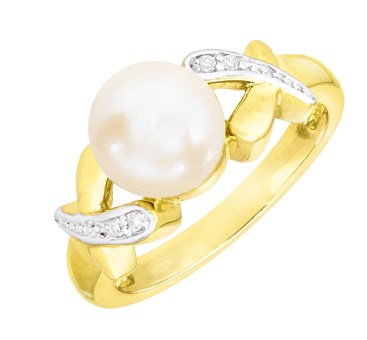 mit Perlen - Edler Damenring mit Diamanten und  Akoya-Perle, in Größe 160 bis 220, in Farbe  Ansicht 2