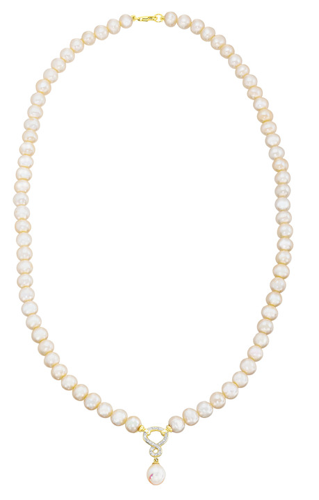 mit Perlen - Halskette mit Süßwasser-Zuchtperlen und Weißtopas, in Farbe  Ansicht 2