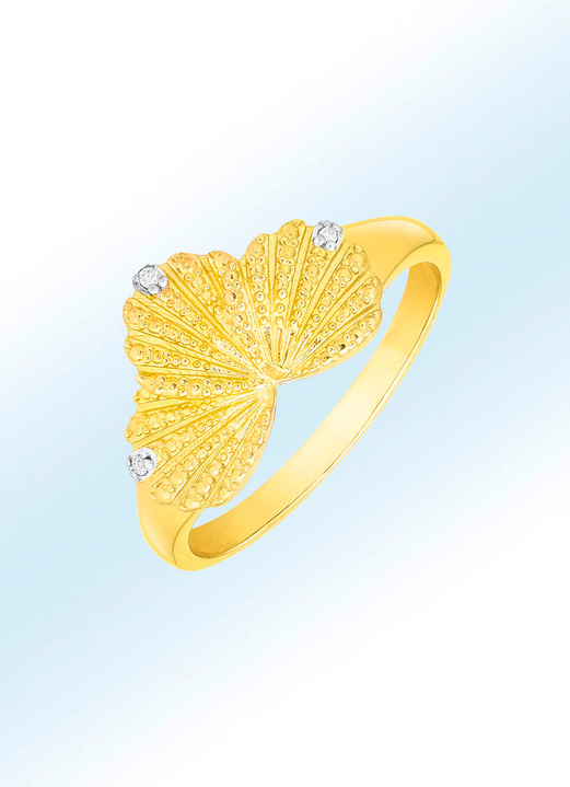 - Damenring im Muschel Design mit Diamanten, in Größe 160 bis 220, in Farbe