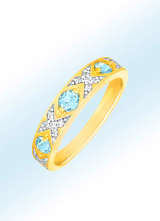 Eleganter Damenring mit Blautopas und Zirkonia