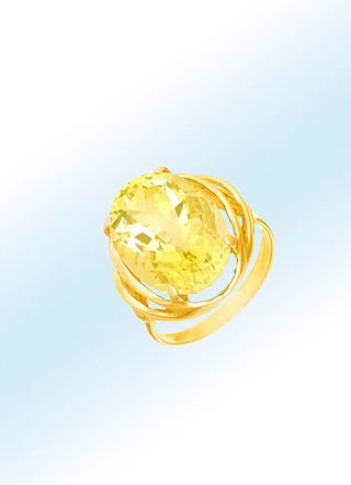 Attraktive Damenring mit Lemonquarz