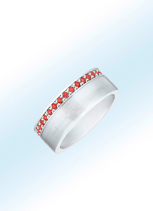 Ringe - Satinierter Damenring mit Granat, in Größe 160 bis 220, in Farbe