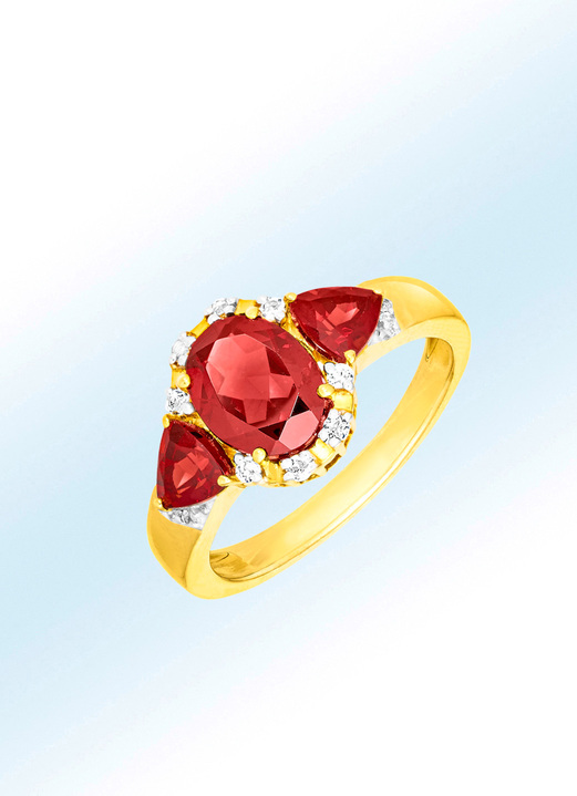 Ringe - Schicker Damenring mit Granat und Weißtopas, in Größe 160 bis 220, in Farbe