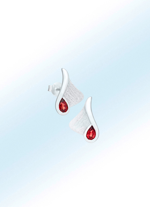 Ohrschmuck - Ohrstecker mit Granat, in Farbe