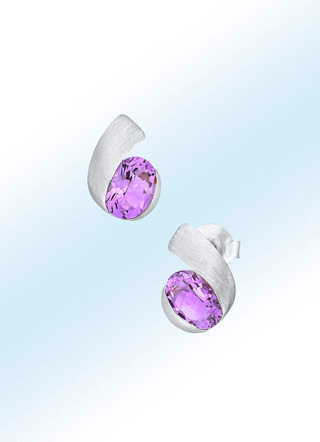 Moderne Ohrstecker mit echt Amethyst