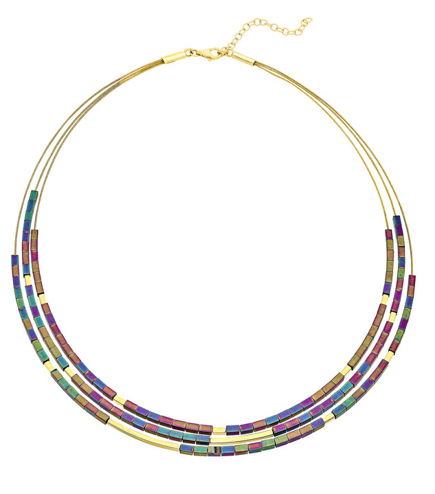 - 3-reihige Halskette mit echt buntem Hämatit, in Farbe  Ansicht 2