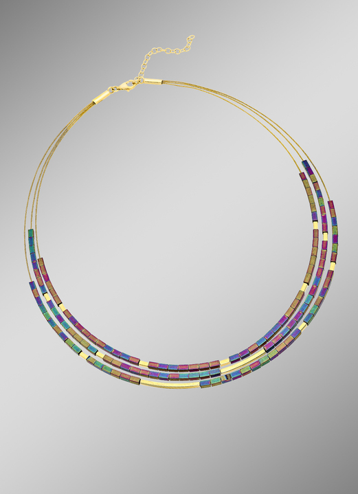 Halsketten & Armbänder - 3-reihige Halskette mit echt buntem Hämatit, in Farbe  Ansicht 1