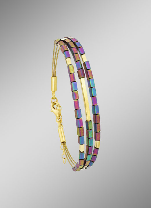Halsketten & Armbänder - 3-reihiges Armband mit echt buntem Hämatit, in Farbe  Ansicht 1