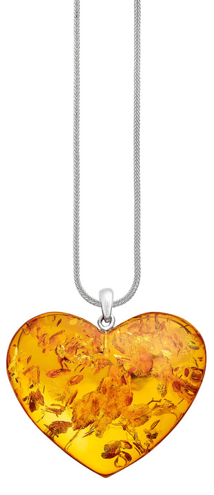 Schmuck & Uhren - Großer Herz-Anhänger mit echt Bernstein, in Farbe  Ansicht 2