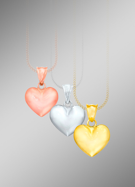 ohne Steine / mit Zirkonia - Süßer Herz Anhänger, in Farbe  Ansicht 3