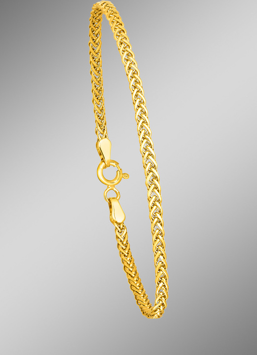 ohne Steine / mit Zirkonia - Feines Zopfketten-Armband, in Farbe  Ansicht 1