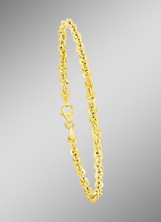 ohne Steine / mit Zirkonia - Klassissche Kordelketten-Garnitur, diamantiert, in Farbe , in Ausführung Armband 19 cm Ansicht 1
