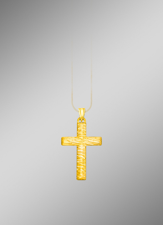 ohne Steine / mit Zirkonia - Schicker Kreuz-Anhänger, in Farbe  Ansicht 1