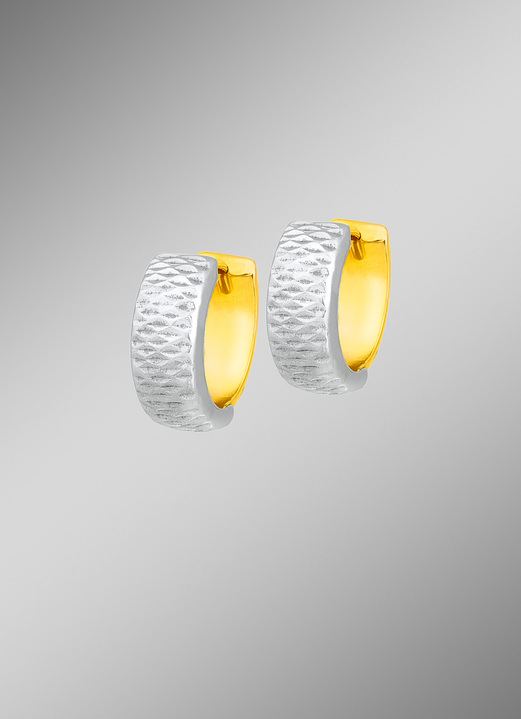 - Diamantierte Creolen, in Farbe