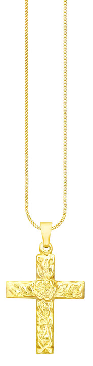 ohne Steine / mit Zirkonia - Klassischer Kreuz-Anhänger mit Struktur, in Farbe  Ansicht 2