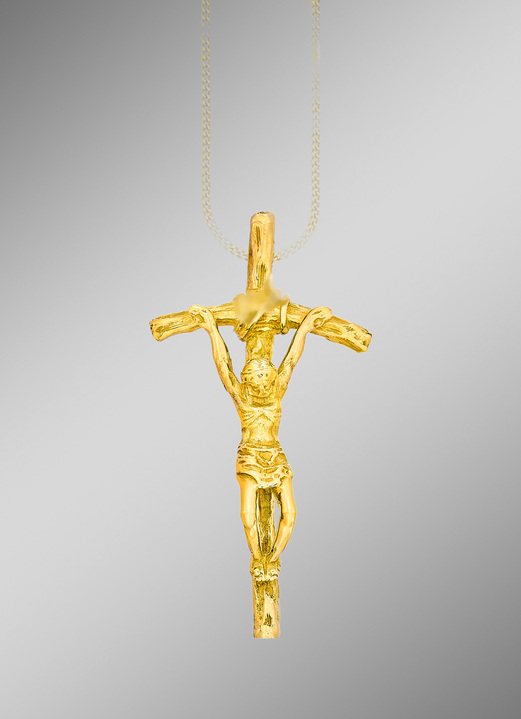 ohne Steine / mit Zirkonia - Klassischer Kreuz-Anhänger, in Farbe